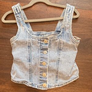 art class Denim Button-Up Kids Top - Blue and Gold